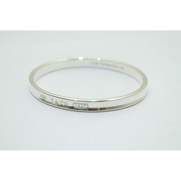 Small Tiffany & Co 1837 Oval Bangle Bracelet in Sterling Silver