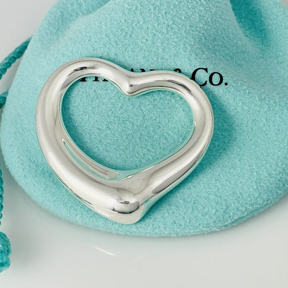 Tiffany Open Heart Pendant XL Extra Large 1.4" 35mm Jumbo by Elsa Peretti