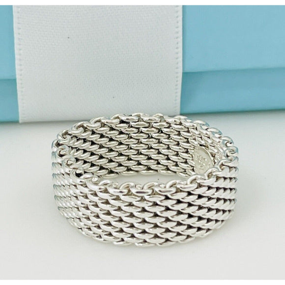 Size 11 Tiffany & Co Somerset Mesh Weave Ring Mens Unisex