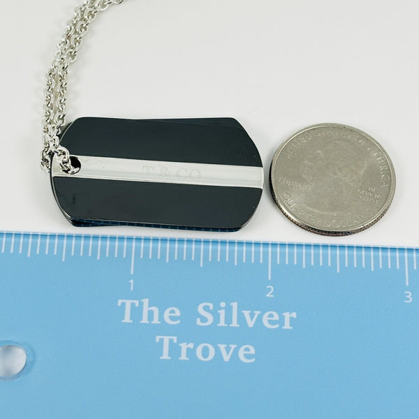 20.5" Tiffany Dog Tag Chain and 2 Pendants in Titanium and Silver Mens Unisex. - 6