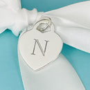 Tiffany Letter N Heart Pendant or Charm Notes Alphabet in Sterling Silver-1