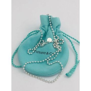 16" Tiffany & Co Bead Dog Chain Necklace 2.5mm beads in Sterling Silver