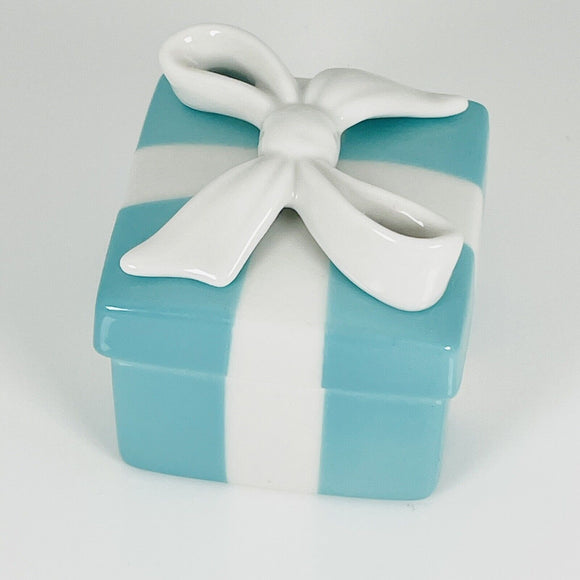 Tiffany Porcelain Blue Trinket Gift Jewelry Box Bone China Mini Small Miniature