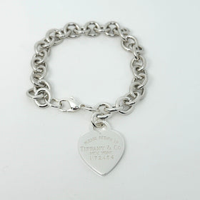 7.75" Please Return to Tiffany New York Heart Tag Charm Bracelet