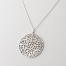 20" Tiffany Large Enchant Filigree Round Pendant Necklace and Chain / 925 Silver-4