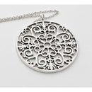 20" Tiffany Large Enchant Filigree Round Pendant Necklace and Chain / 925 Silver-6