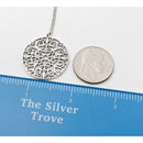 20" Tiffany Large Enchant Filigree Round Pendant Necklace and Chain / 925 Silver-7
