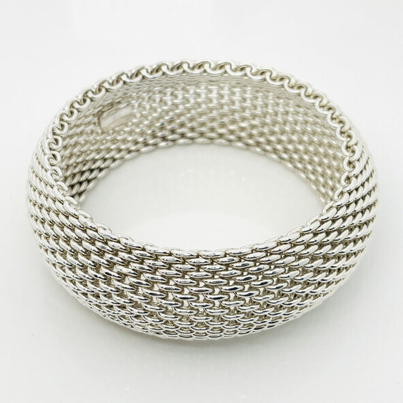 7.5" medium Tiffany & Co Extra Wide Somerset Mesh Bangle Bracelet