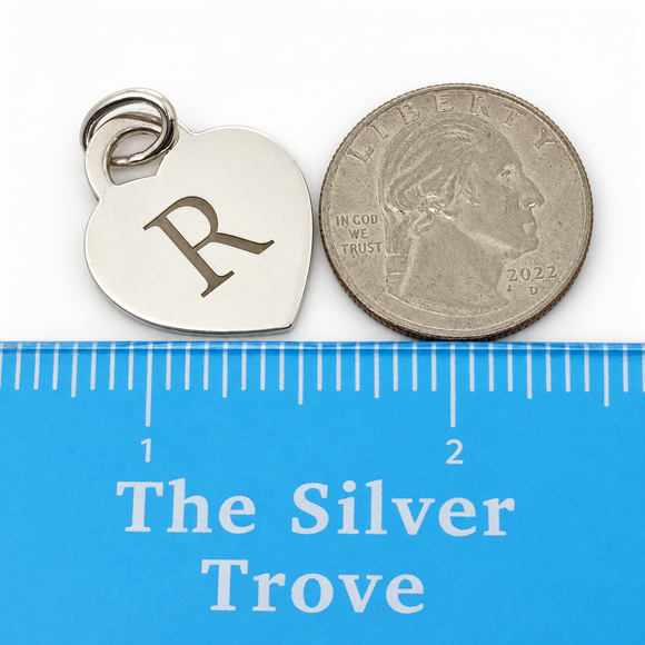 Tiffany & Co. Letter R Heart Pendant or Charm Notes Alphabet in 925 Silver