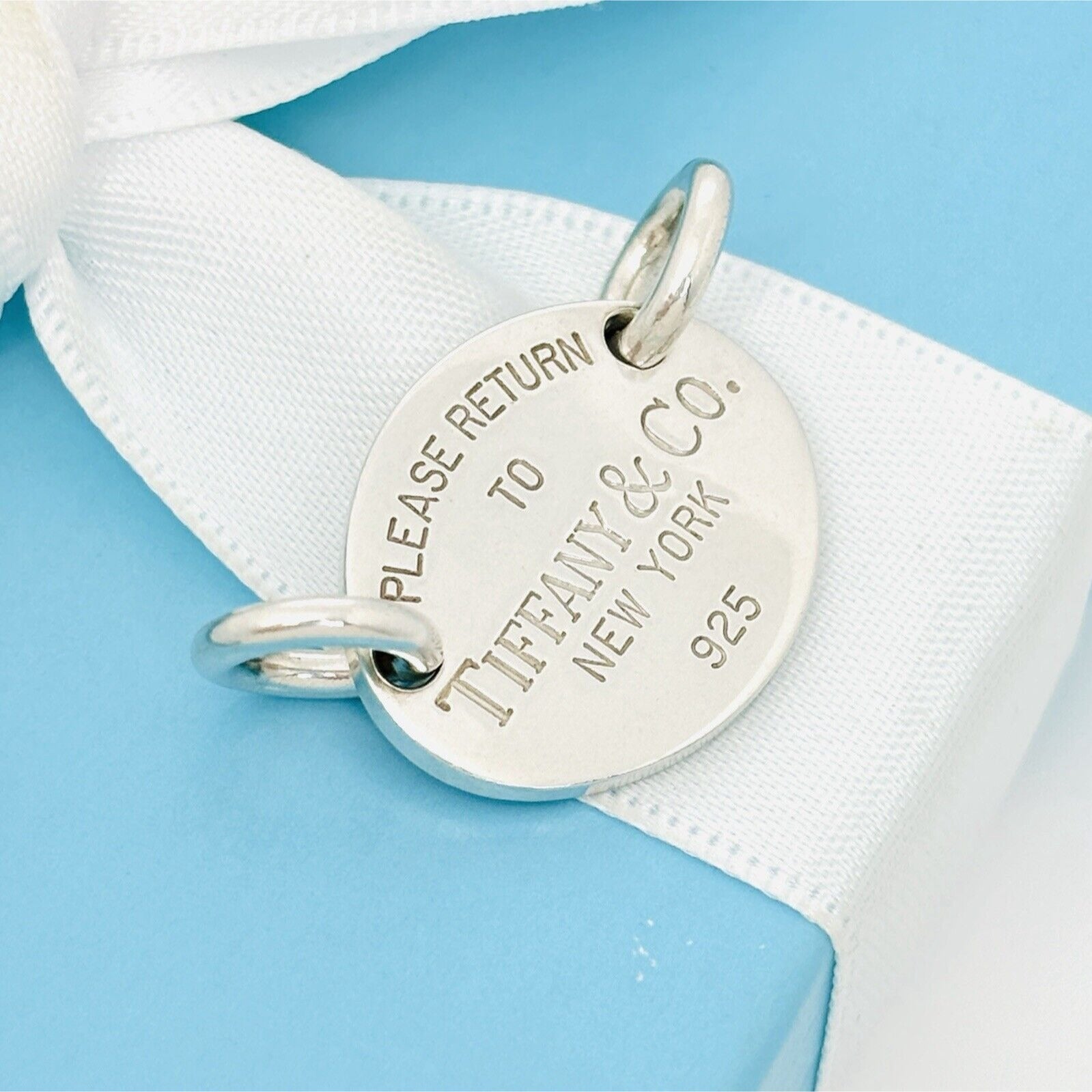 Please Return to Tiffany & Co Sterling Silver Oval Tag Pendant From Choker