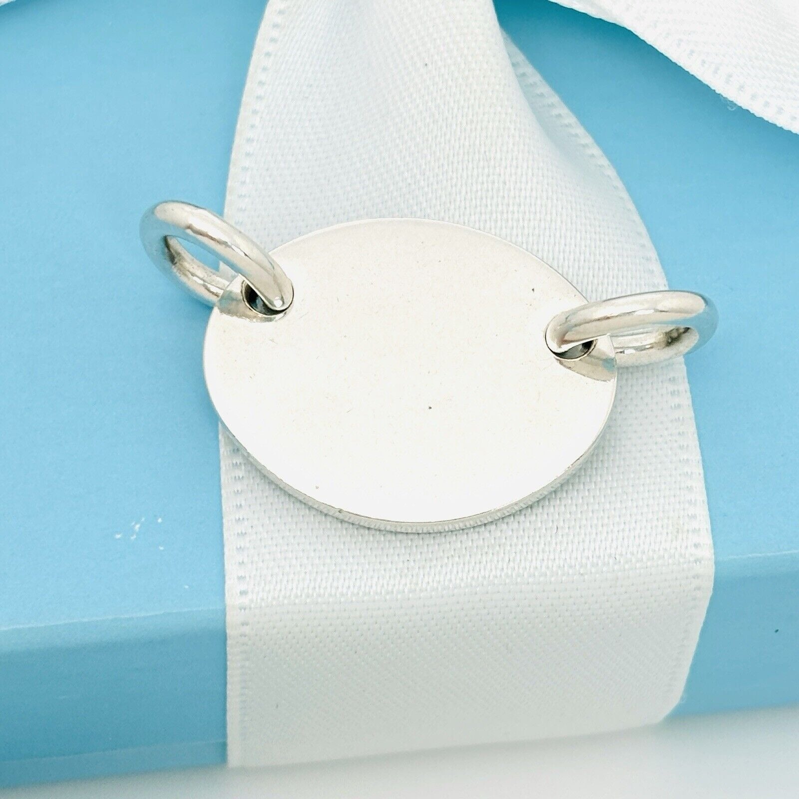 Please Return to Tiffany & Co Sterling Silver Oval Tag Pendant From Choker