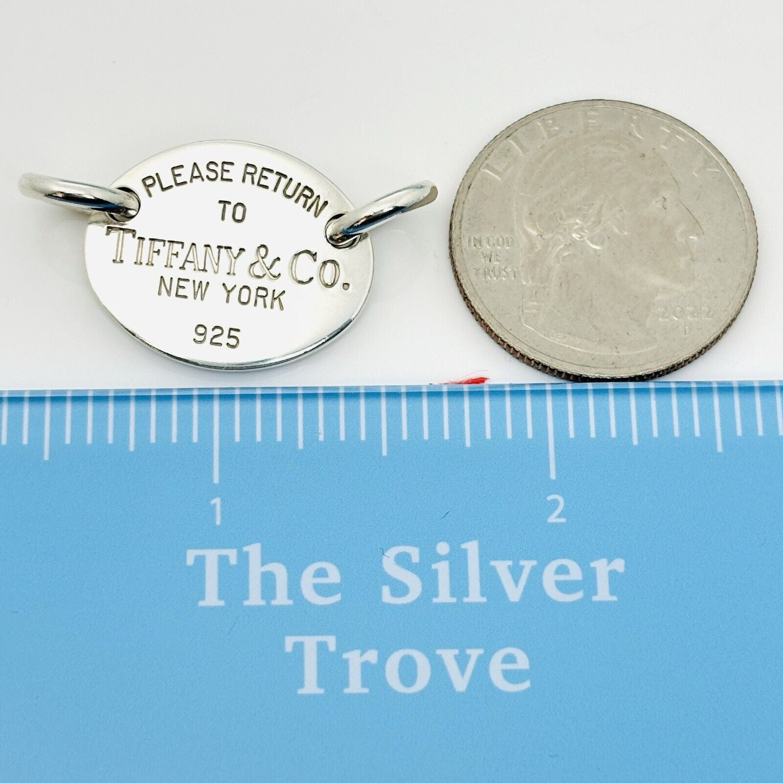 Please Return to Tiffany & Co Sterling Silver Oval Tag Pendant From Choker