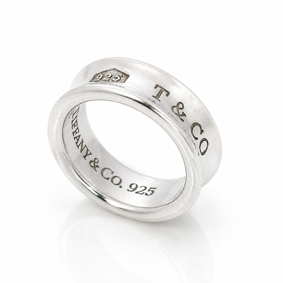 Tiffany & Co. 1837 Concave Ring Sterling Silver 925 Size 5.5 Men's Unisex Band