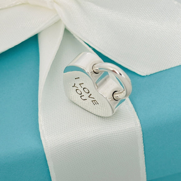 Tiffany & Co I  LOVE YOU Heart Padlock Charm Pendant in Sterling Silver