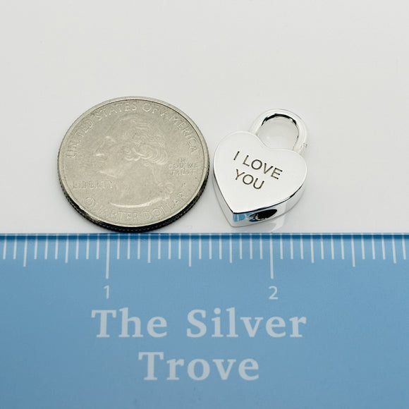 Tiffany & Co I  LOVE YOU Heart Padlock Charm Pendant in Sterling Silver
