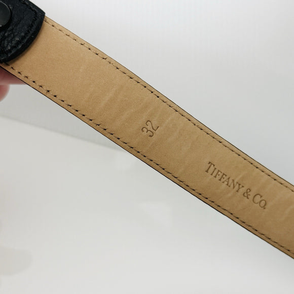 Tiffany & Co Black Leather Calfskin Mens Belt Size 32