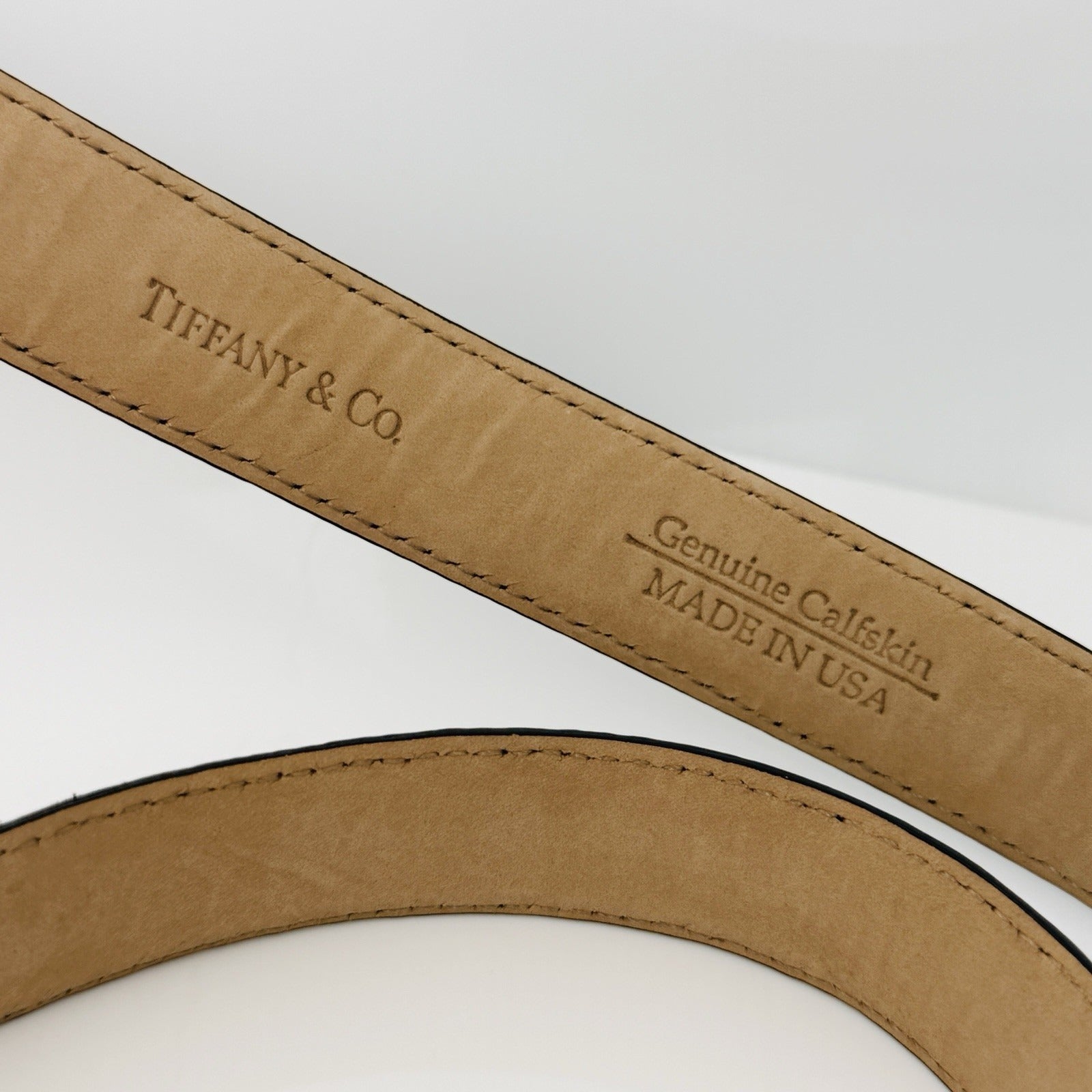 Tiffany & Co Black Leather Calfskin Mens Belt Size 32