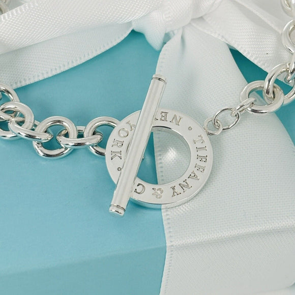 7.5" Large Tiffany & Co New York Toggle Bracelet in 925 Sterling Silver