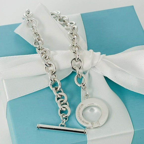 7.5" Large Tiffany & Co New York Toggle Bracelet in 925 Sterling Silver
