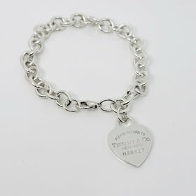 9" Large Please Return to Tiffany New York Heart Tag Charm Bracelet