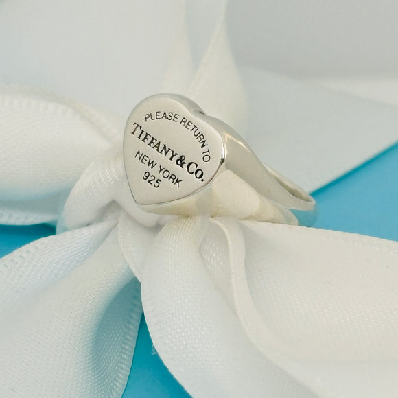 Size 6.5 Return to Tiffany Heart Signet Ring in Sterling Silver