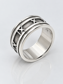 Tiffany & Co. Atlas Ring Size 11 Wide Band Roman Numerals Silver Mens Unisex-4