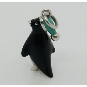 Tiffany & Co Christmas Penguin Charm or Pendant in Blue Enamel and Silver