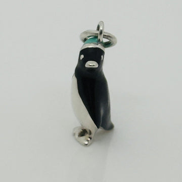 Tiffany & Co Christmas Penguin Charm or Pendant in Blue Enamel and Silver - 0