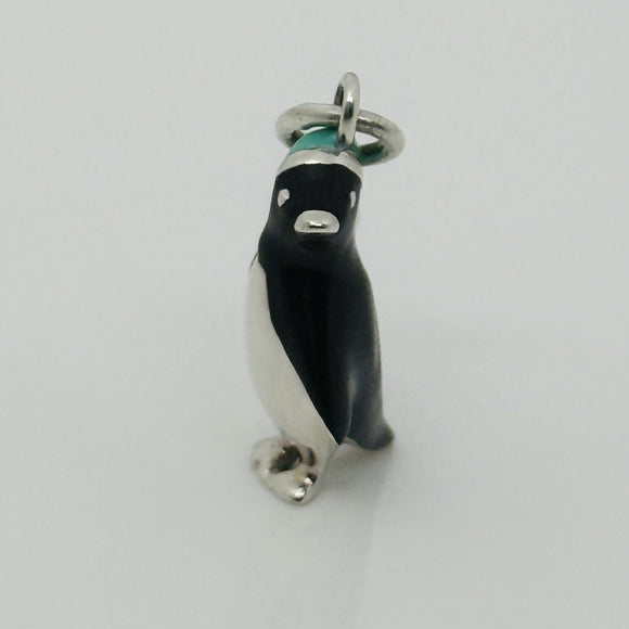 Tiffany & Co Christmas Penguin Charm or Pendant in Blue Enamel and Silver