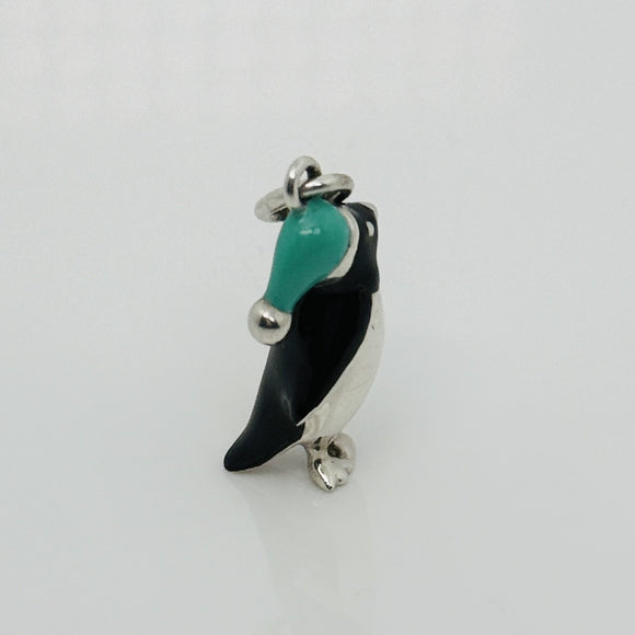 Tiffany & Co Christmas Penguin Charm or Pendant in Blue Enamel and Silver