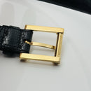 Tiffany Black Lizard Skin Leather Mens Belt Size 32 with Gold Tone Belt Buckle-4