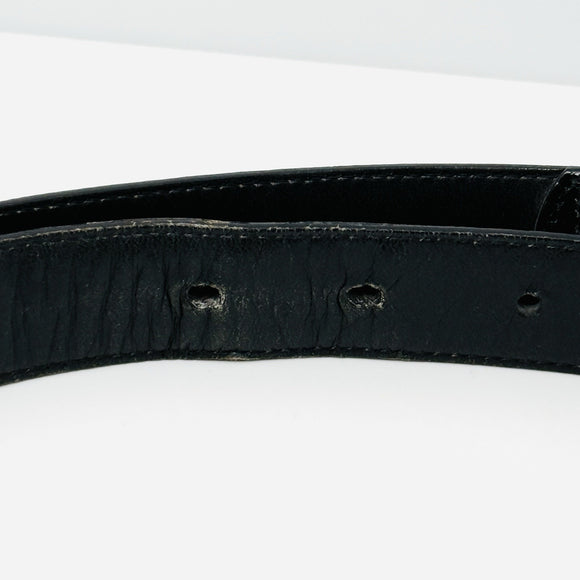 Tiffany Black Lizard Skin Leather Mens Belt Size 32 with Gold Tone Belt Buckle