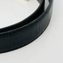 Tiffany Black Lizard Skin Leather Mens Belt Size 32 with Gold Tone Belt Buckle-10