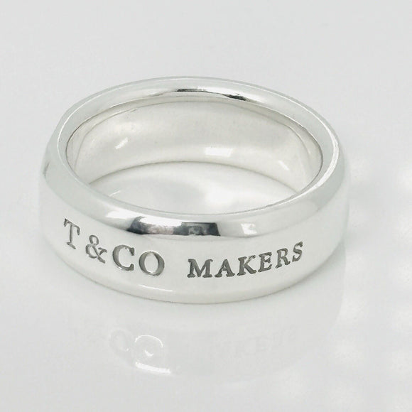 Size 7.5 Tiffany Makers Slice Ring Medium 6.7mm Band in Sterling Silver
