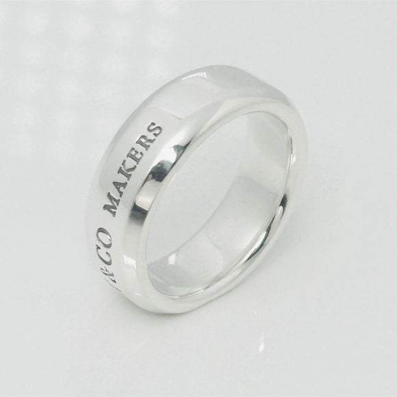 Size 7.5 Tiffany Makers Slice Ring Medium 6.7mm Band in Sterling Silver