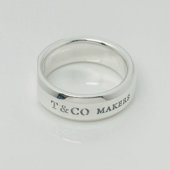 Size 7.5 Tiffany Makers Slice Ring Medium 6.7mm Band in Sterling Silver