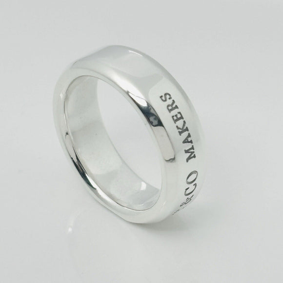 Size 7.5 Tiffany Makers Slice Ring Medium 6.7mm Band in Sterling Silver