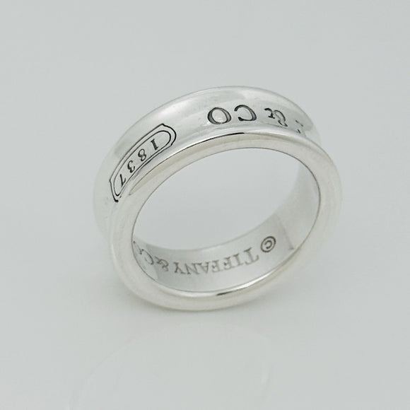 Size 5.5 Tiffany & Co 1837 Ring Concave in Sterling Silver