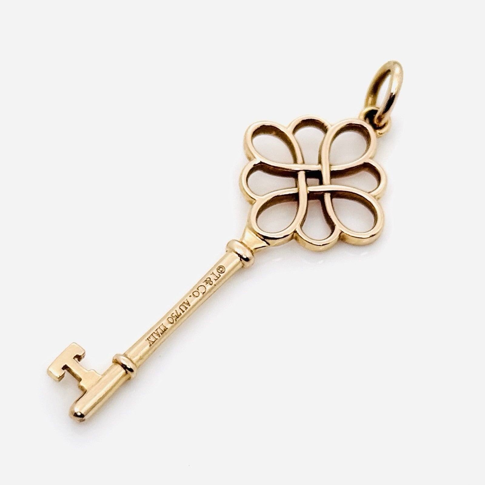 Tiffany & Co Rose Gold Celtic Knot Key Pendant 18K 750