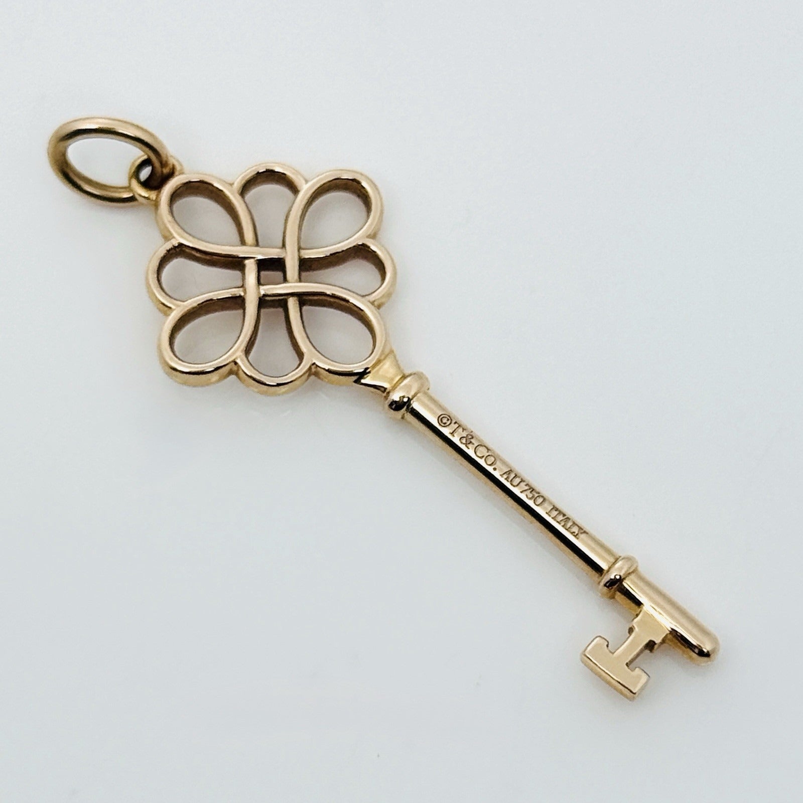 Tiffany & Co Rose Gold Celtic Knot Key Pendant 18K 750