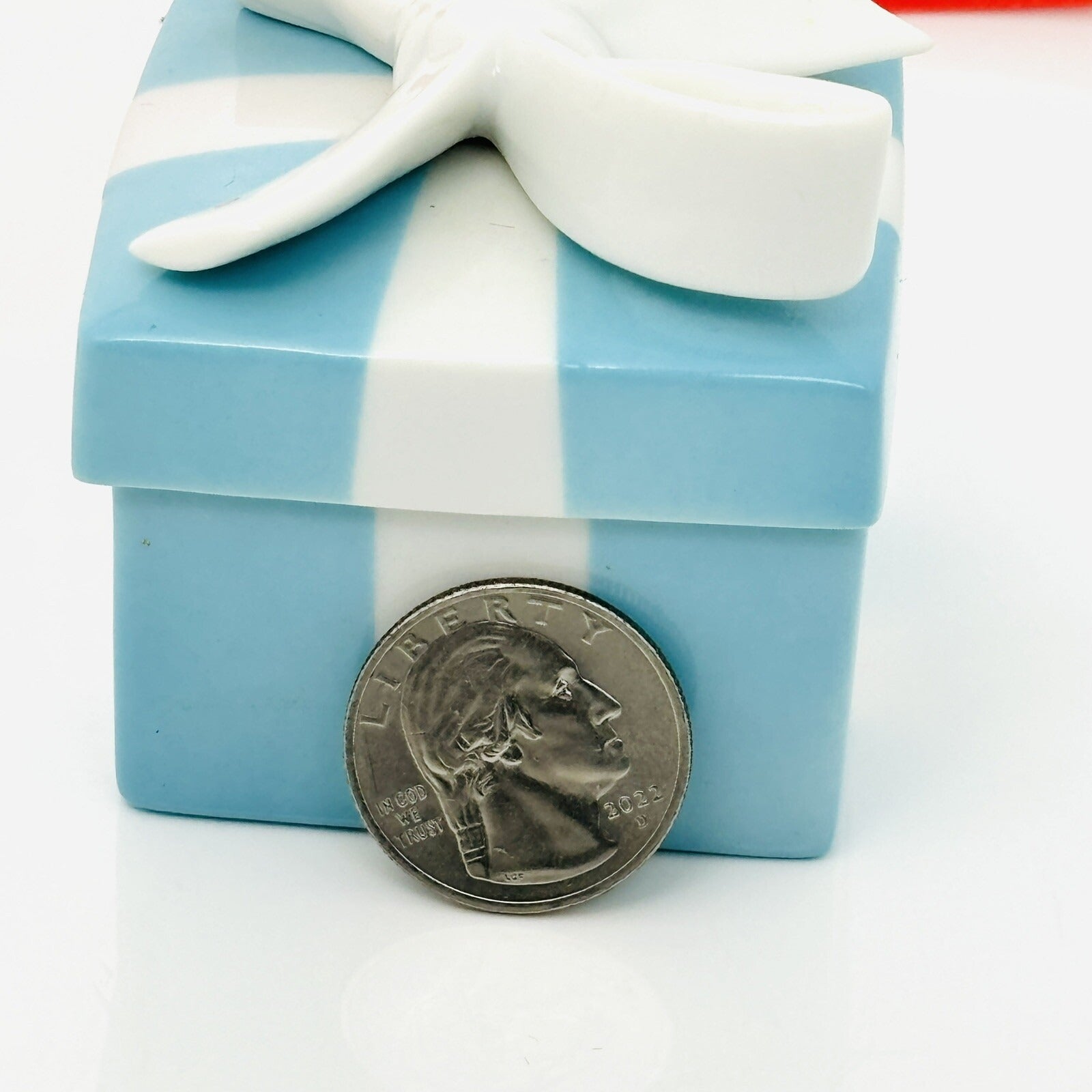 Tiffany Blue Gift Box Trinket Christmas Holiday Ornament Bone China Porcelain
