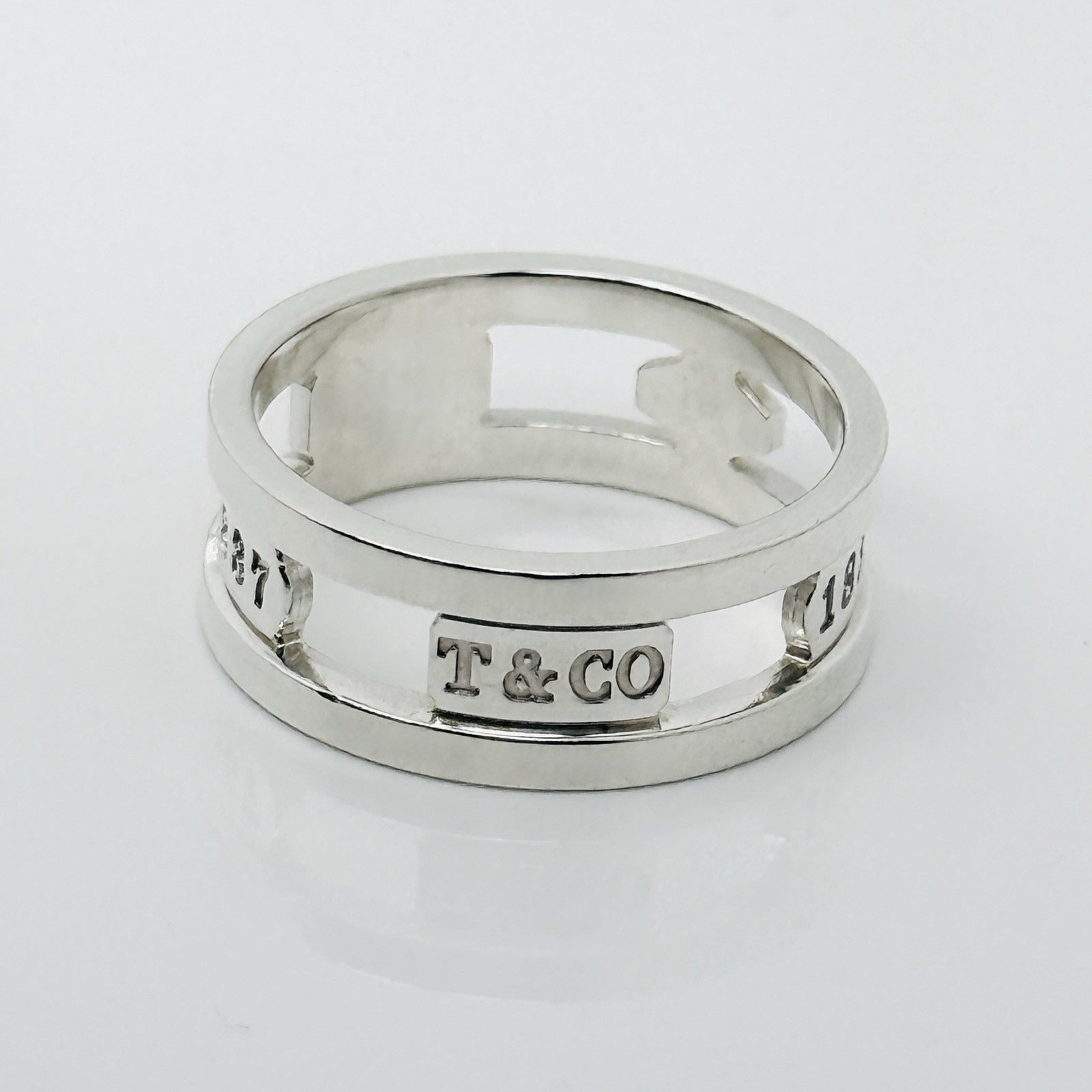 Size 12 Tiffany & Co 1837 Cutout Ring Stencil Open Mens Band Unisex