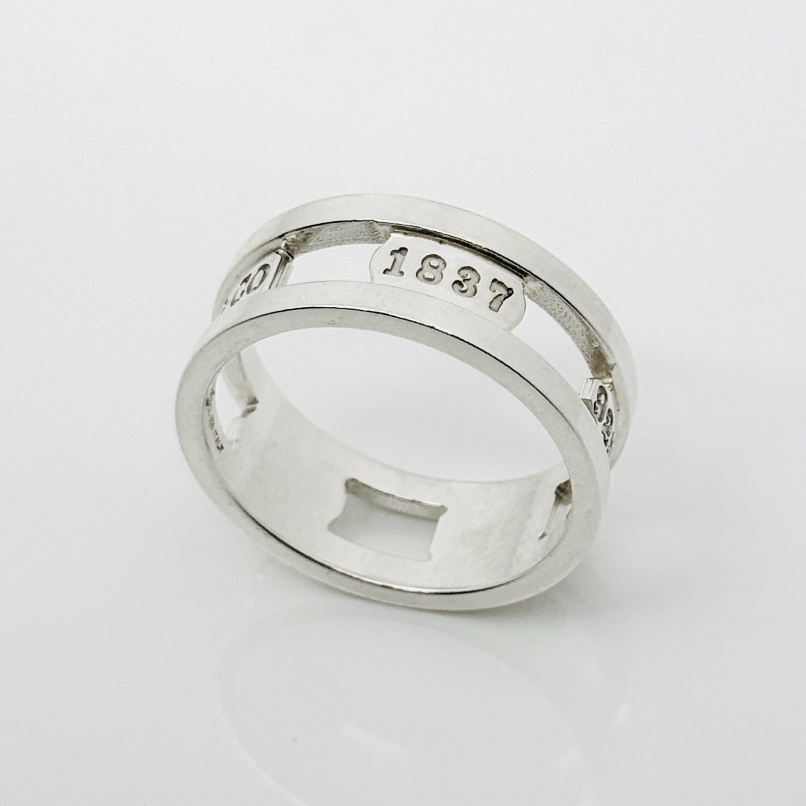 Size 12.5 Tiffany & Co 1837 Cutout Ring Stencil Open Mens Band Unisex