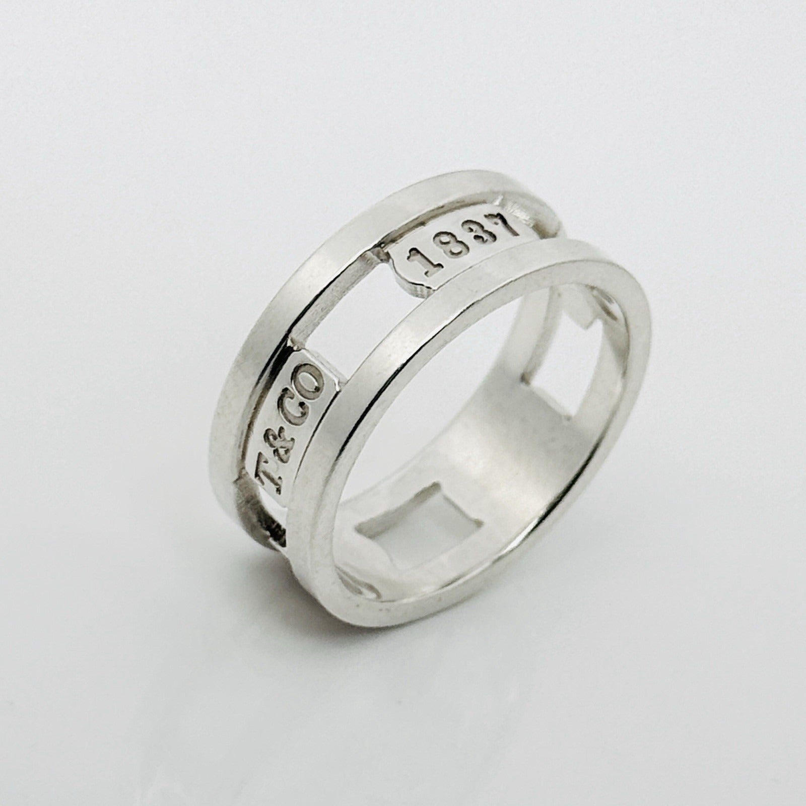 Size 12.5 Tiffany & Co 1837 Cutout Ring Stencil Open Mens Band Unisex