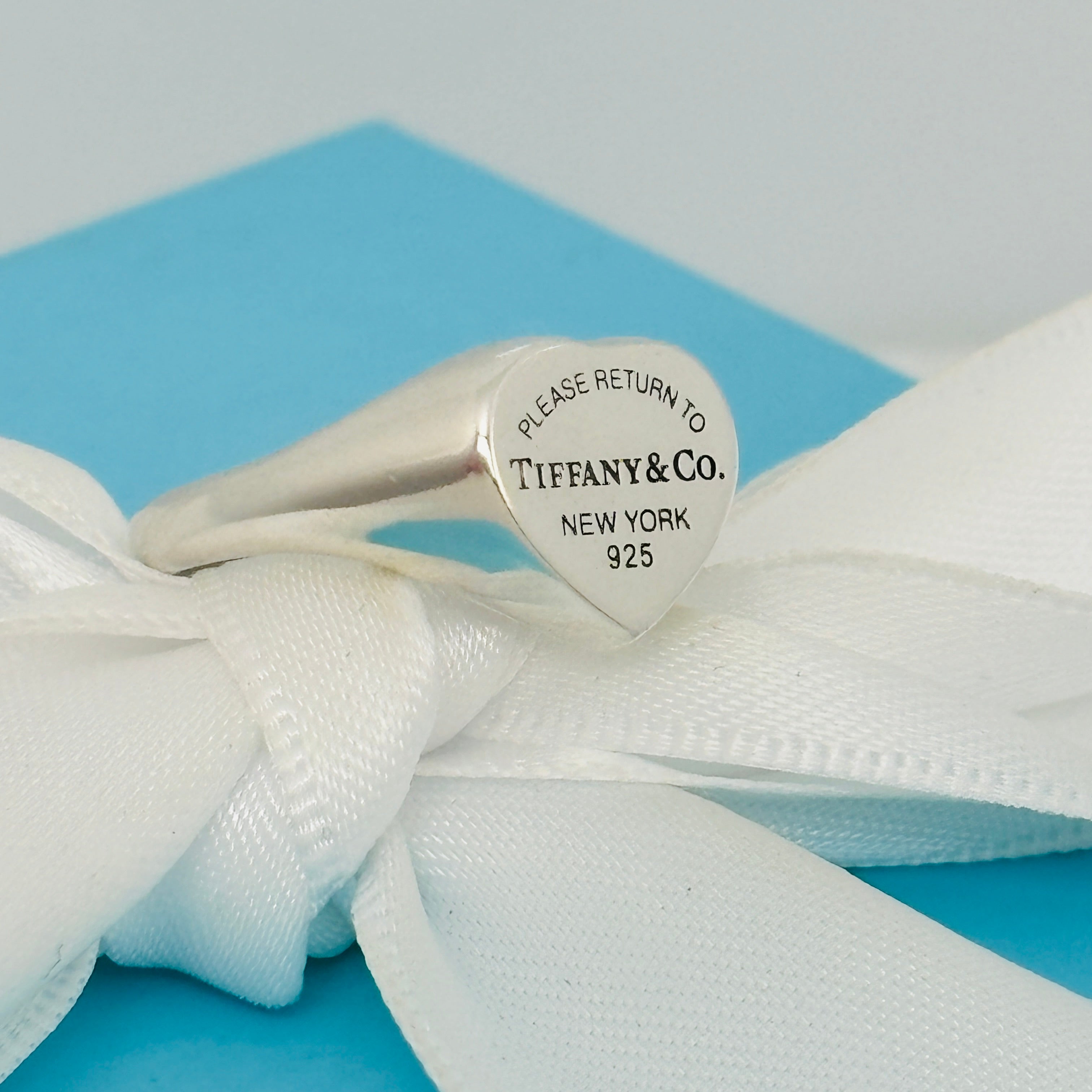 Size 5.5 Return to Tiffany Heart Signet Ring in Sterling Silver