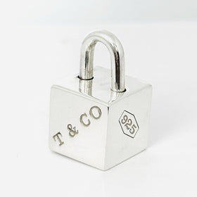 Tiffany 1837 Cube Box Square Padlock Lock Charm Pendant in Sterling Silver - 0