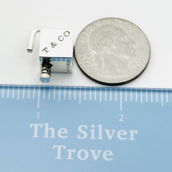 Tiffany 1837 Cube Box Square Padlock Lock Charm Pendant in Sterling Silver
