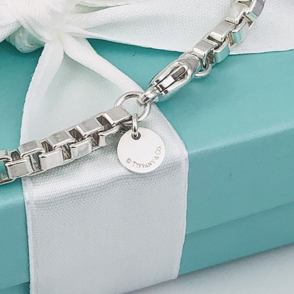 Tiffany & Co Anklet Venetian Box Link Ankle Bracelet Mens Unisex in 925 Silver