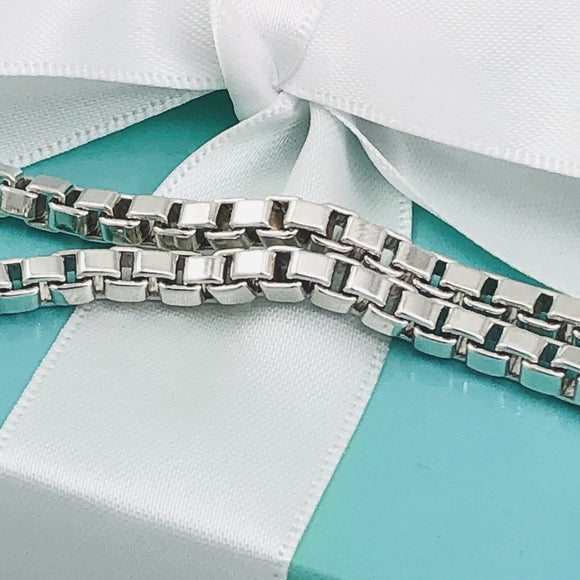 Tiffany & Co Anklet Venetian Box Link Ankle Bracelet Mens Unisex in 925 Silver