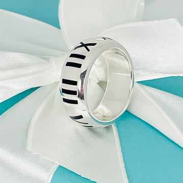 Size 6 Tiffany Atlas Ring in Black Enamel Sterling Silver